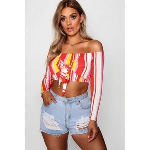 Front Knot Stripe Crop Top